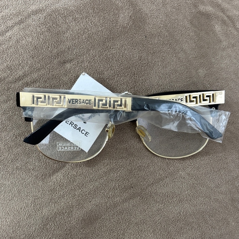 Versace Gold and Black Greek Key Men's Eyeglasses